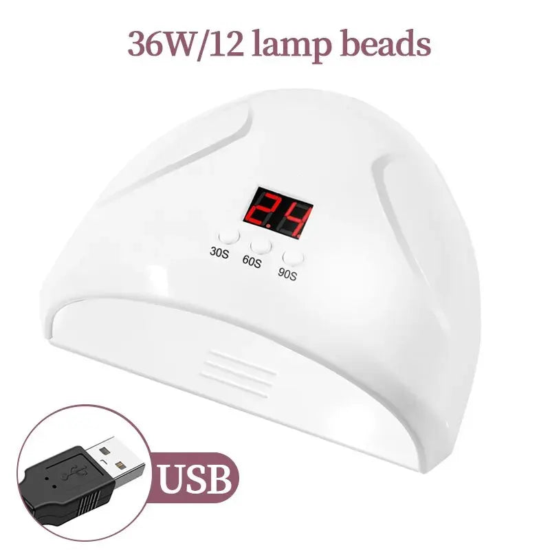 USB Nail Phototherapy Machine Nail Lamp 12 UV LEDs Light Curing 36W Nail Polish Gel Infrared Sensor Machine Nail Art