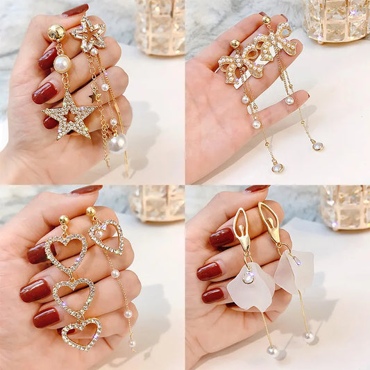 Long Tassel Dangle Earrings Explosive Personality Fashion All-match Female Gold Silver Needle Retro Heart Earjewelry Wholesale