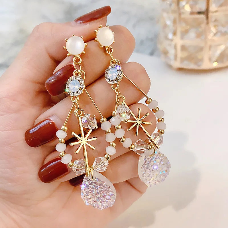 Long Tassel Dangle Earrings Explosive Personality Fashion All-match Female Gold Silver Needle Retro Heart Earjewelry Wholesale