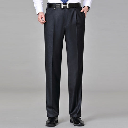 Mulberry Silk Men's Middle-aged Loose Straight Non-ironing Suit Pants