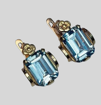 Square Rock Candy Earrings Navy Blue Topaz Stud Earrings