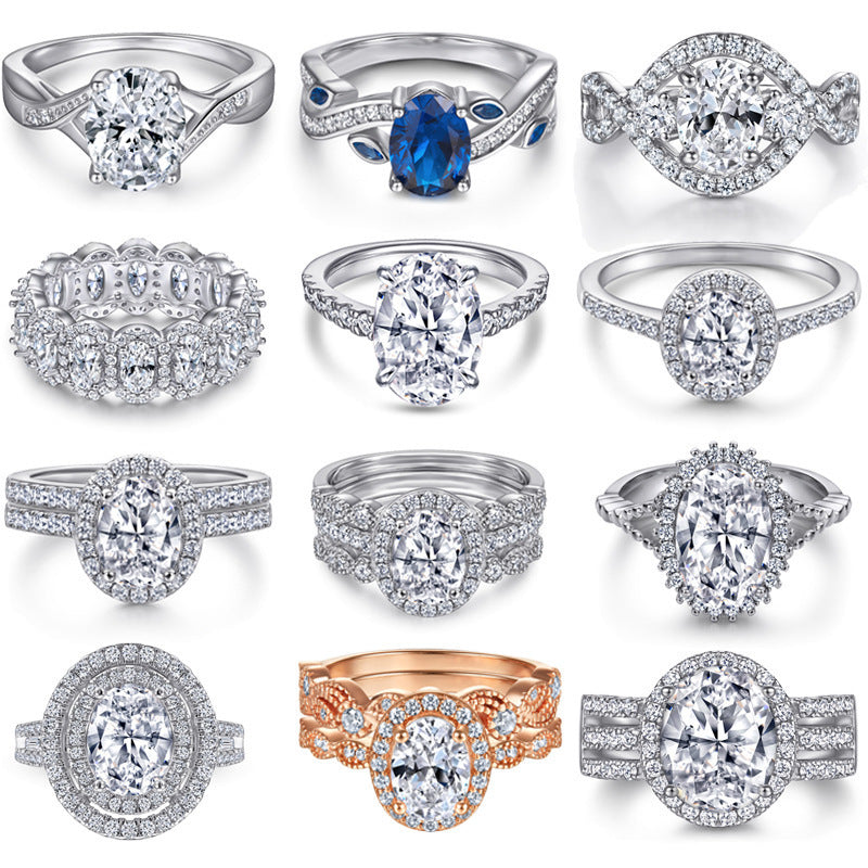 European And American Zircon Silver Ring Fashion Jewelry Women