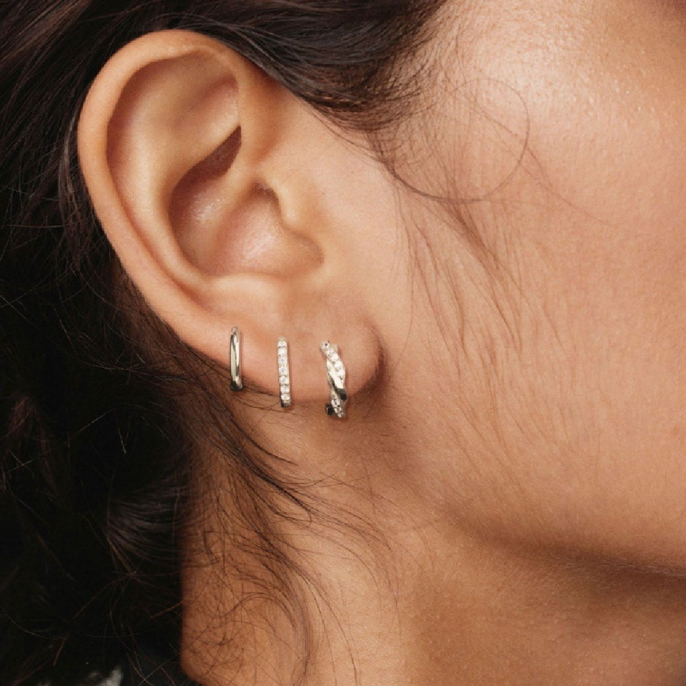 Twist Copper Earrings Studded With Zircon Set