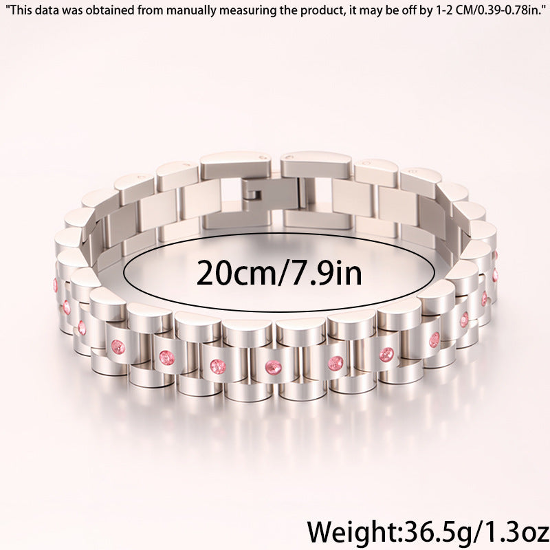 Women's Simple And Versatile Diamond Inlaid Curved Titanium Steel Bracelet