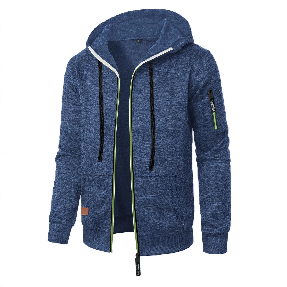Men's Sports Fitness Casual Jacquard Sweater Hooded Coat