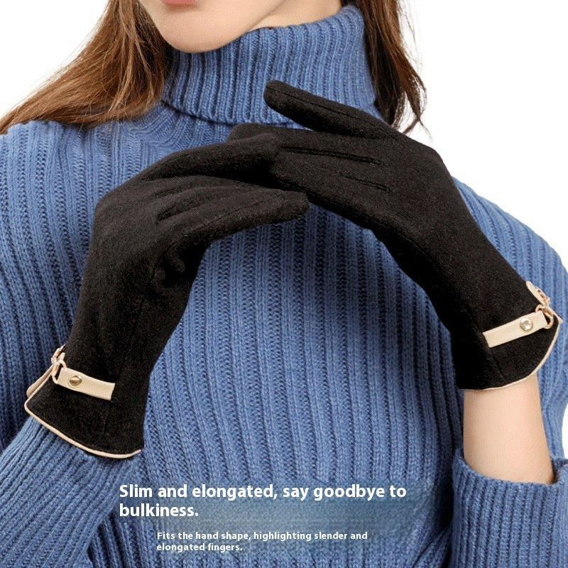 Cold Protection In Autumn And Winter Windproof Fleece Thick Touch Screen Warm Gloves
