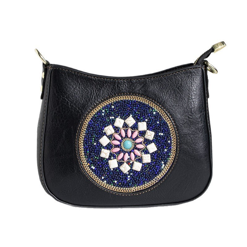 Bead Turquoise Ethnic Style Tote Bucket Shoulder Crossbody Bag