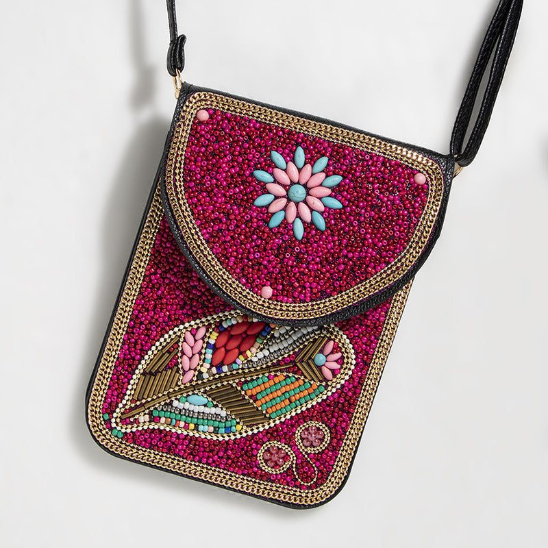 Bohemian Style Bead Satchel Shell Phone Bag