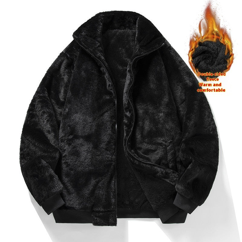 New Velvet Stand Collar Hooded Jacket For Men