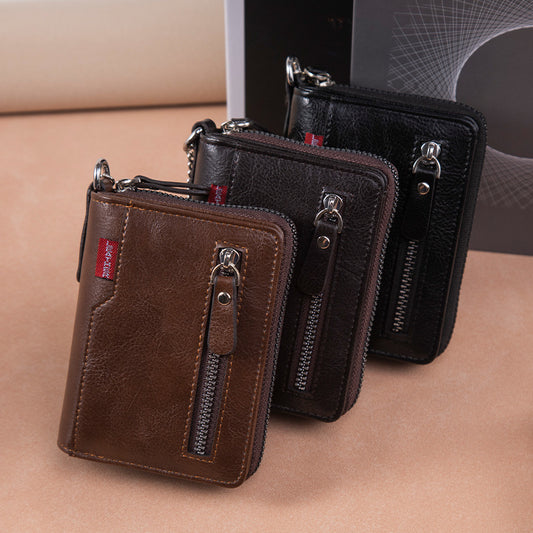 Multiple Card Slots Large Capacity Two-fold Zipper Cash And Card Versatile Bag