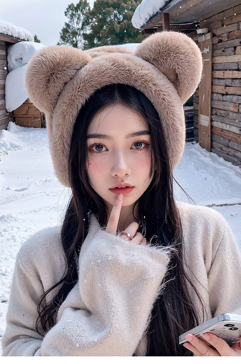 Warm-keeping Earmuffs Female Winter Cute Cartoon Bear Earmuff