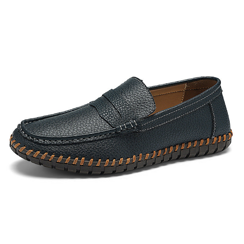 Hand-stitched Bottom Lazy Slip On Men's Casual Leather Shoes