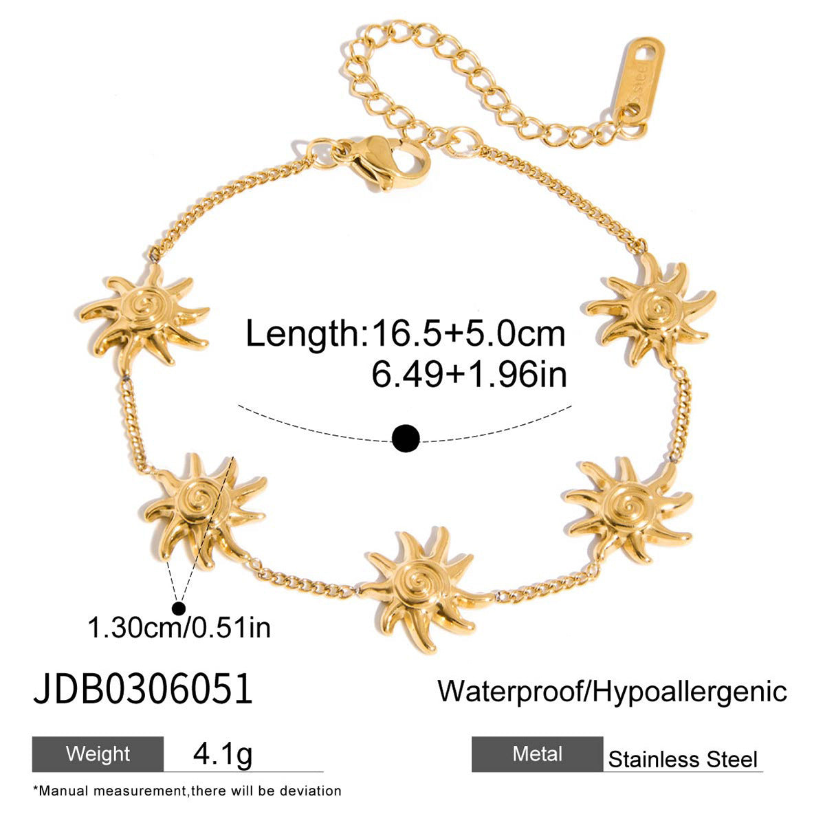 European And American Titanium Steel Bracelet Light Luxury High-grade Sun Jewelry Stainless Steel