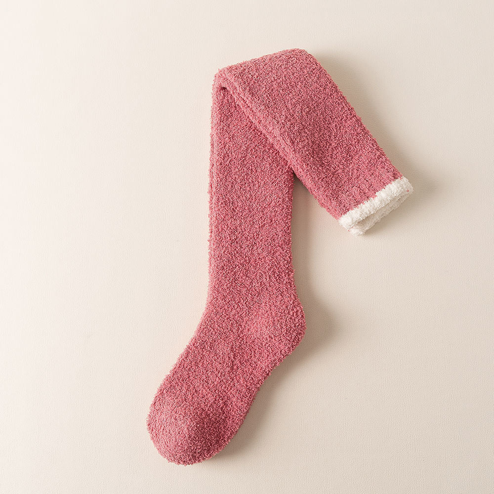 Coral Fleece Knee Socks Women's Autumn And Winter Warm Long Fleece-lined