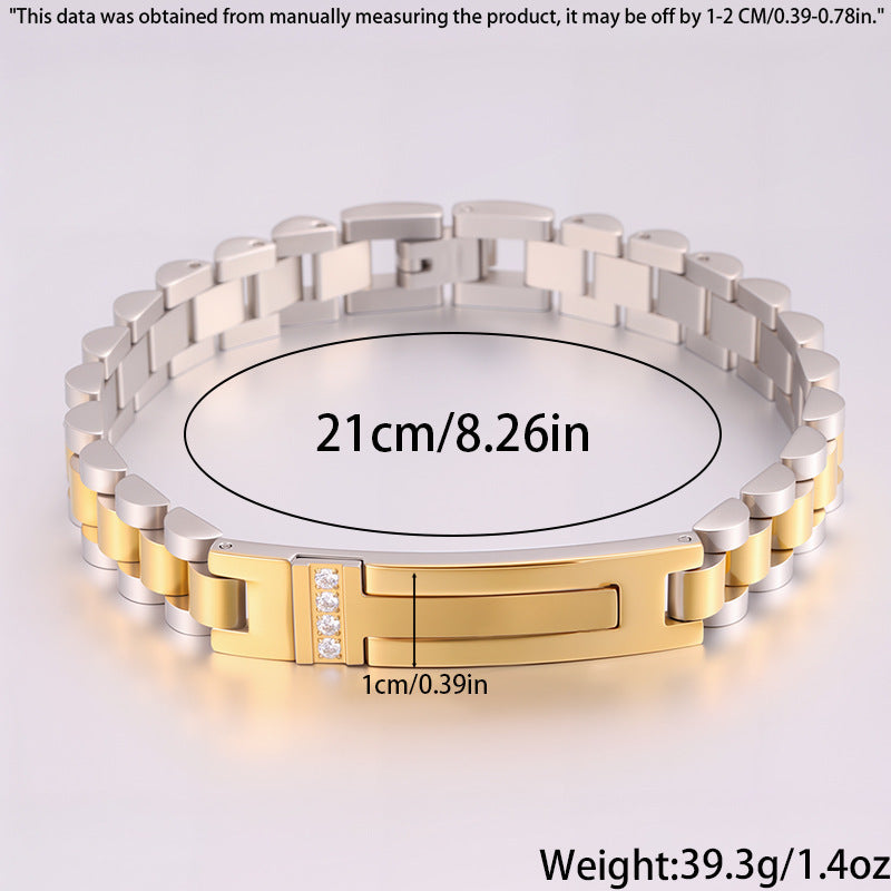 Women's Simple And Versatile Diamond Inlaid Curved Titanium Steel Bracelet