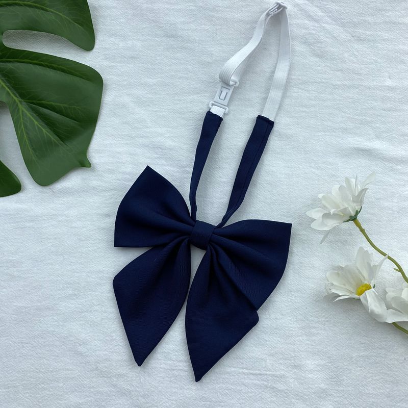 Female Violet Blue Japanese Style Lazy Free Uniform Bow Double Layer Navy Blue Shirt Bow Tie
