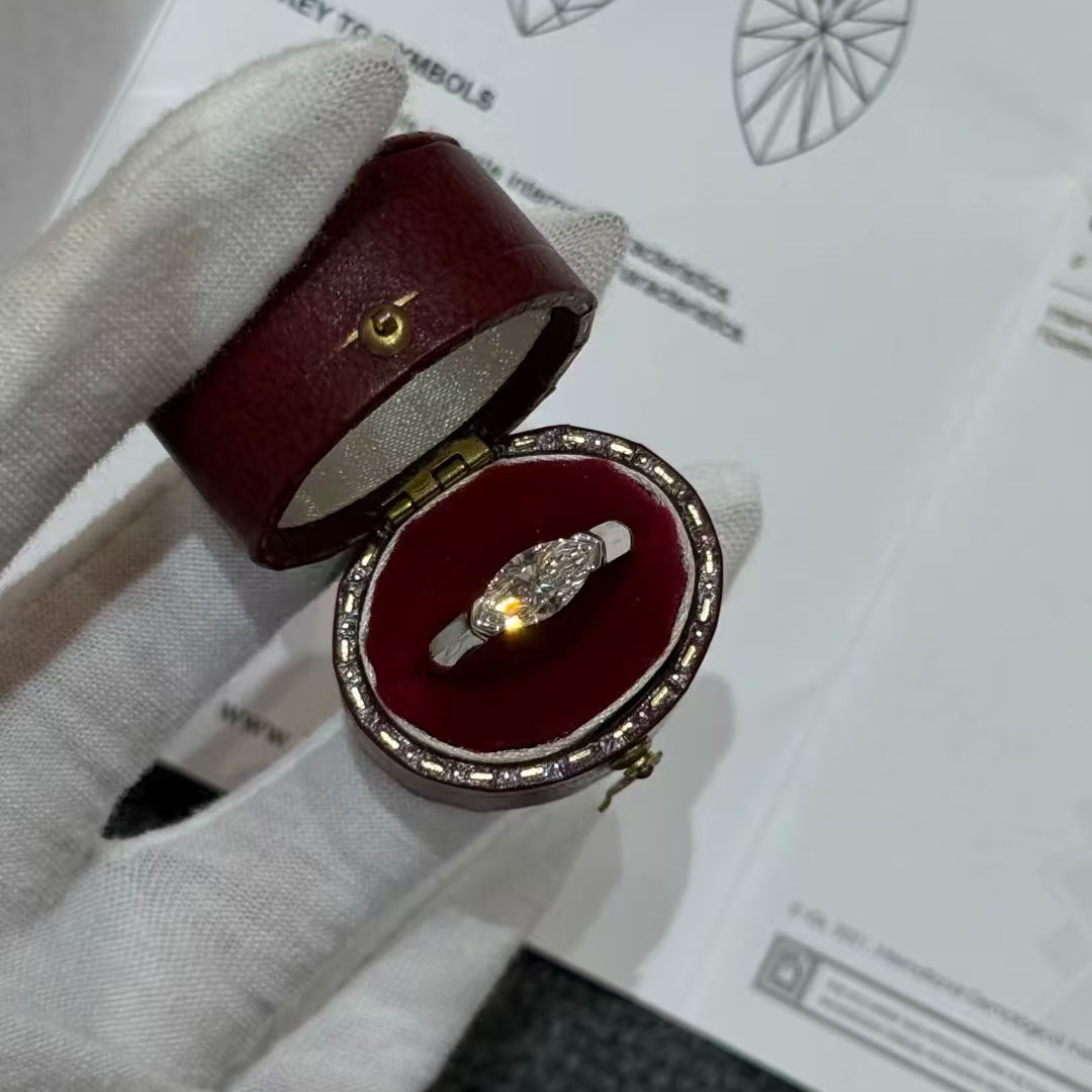 Light Luxury All-match Daily Suspension Horse Eye Sparking Zirconium Fashion Ring Horse Eye Diamond Ring