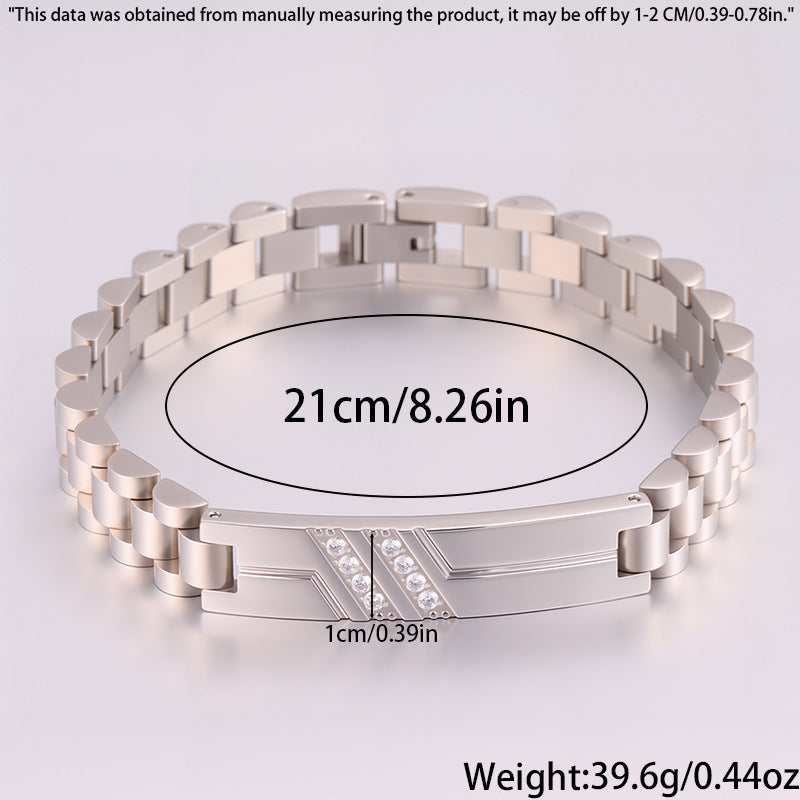 Women's Simple And Versatile Diamond Inlaid Curved Titanium Steel Bracelet