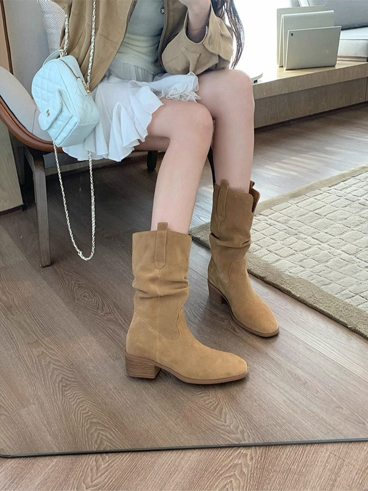 Leather Small Hight Increasing Martin Boots