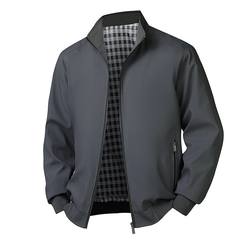 Plus Size Men's Spring Long Sleeve Stand-up Collar Jacket